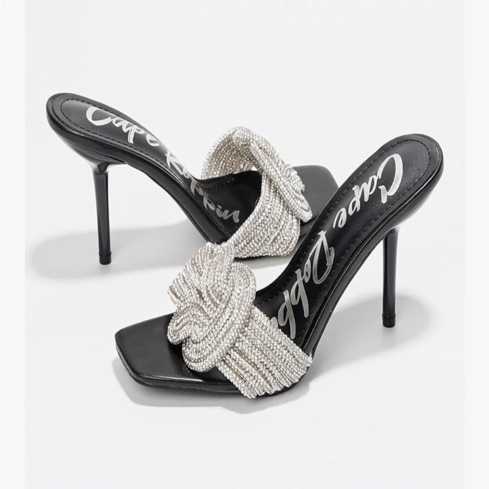NEW Cape Robbin Stiletto Heels Rhinestone-Embellished Knot & Open Toe (Flynn) 7 - Picture 7 of 8